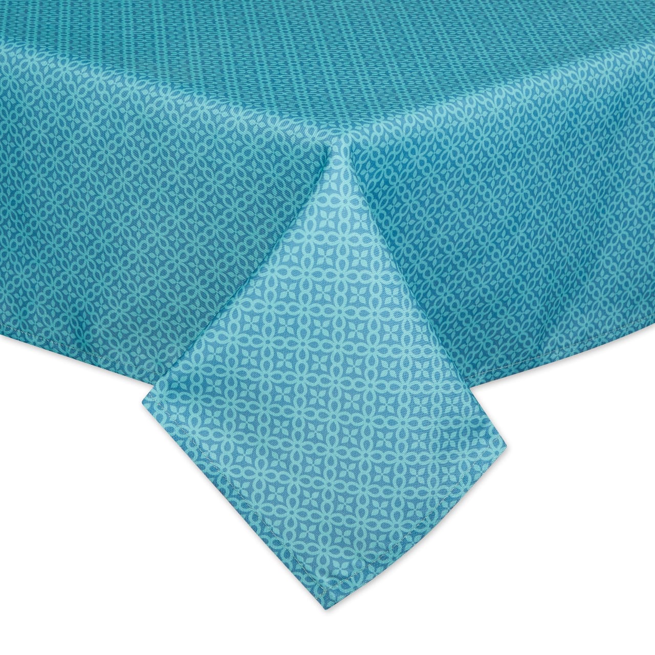 Storm Blue Tonal Lattice Print Outdoor Tablecloth,, 60" x 84"